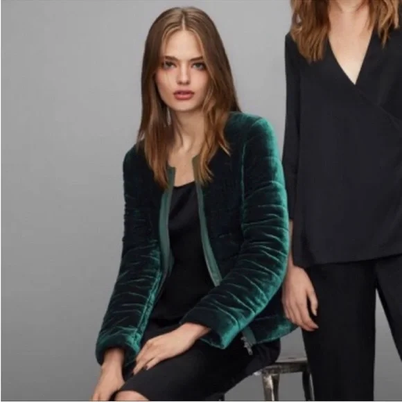 Eileen fisher green velvet jacket best sale